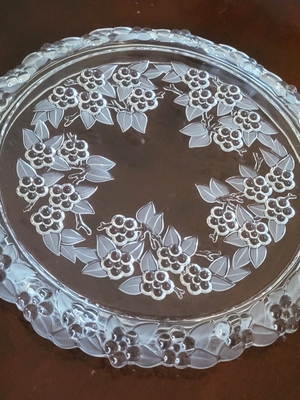 Vtg Mikasa Carmen Crystal Torte Plate 13" Floral MOD Frosted Glass '80s Germany - Picture 6 of 11